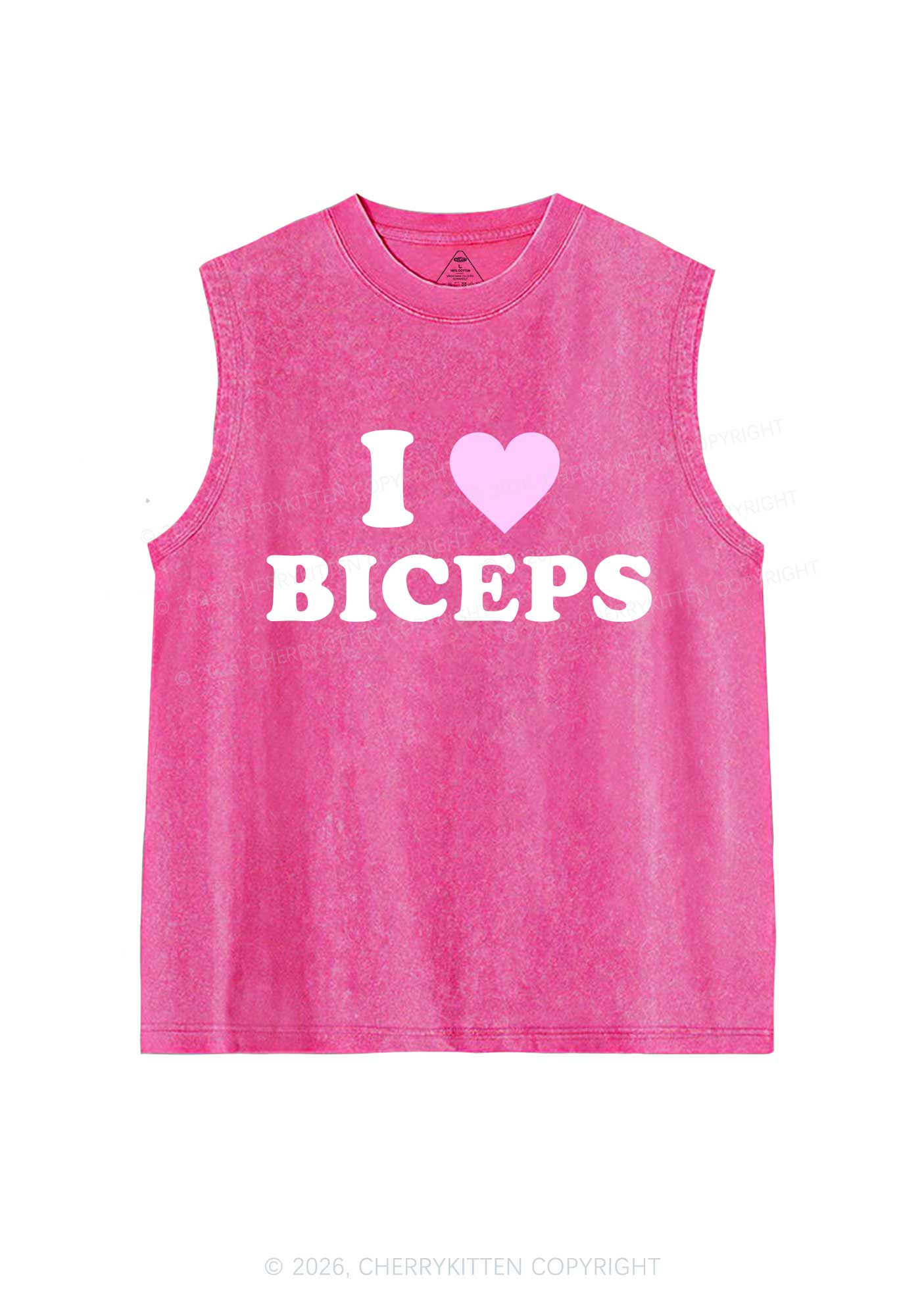 I Love Biceps Valentine's Day Y2K Washed Muscle Tank Cherrykitten