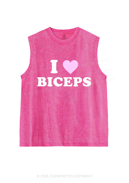 I Love Biceps Valentine's Day Y2K Washed Muscle Tank Cherrykitten