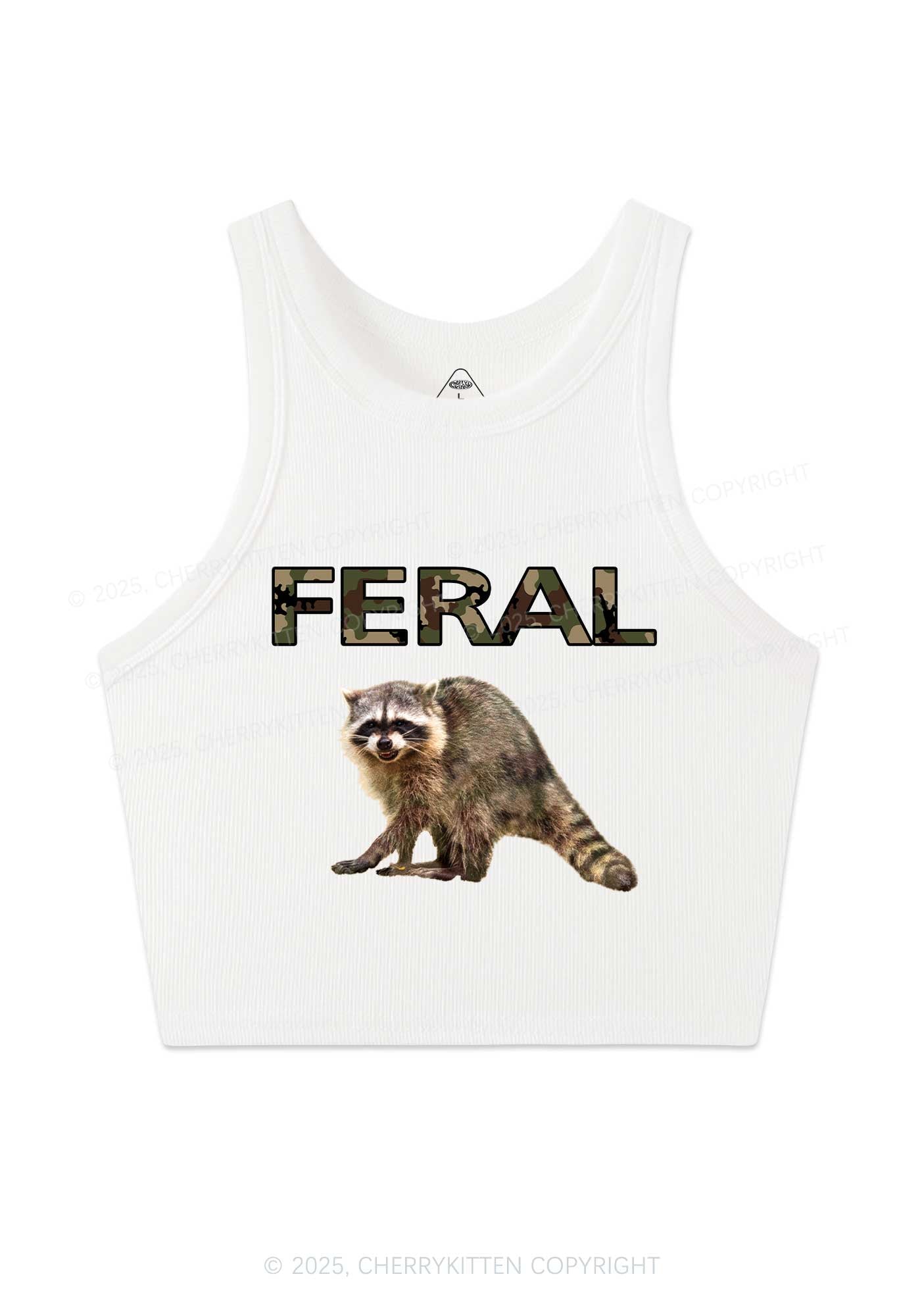 Feral Raccoon Y2K Crop Tank Top Cherrykitten