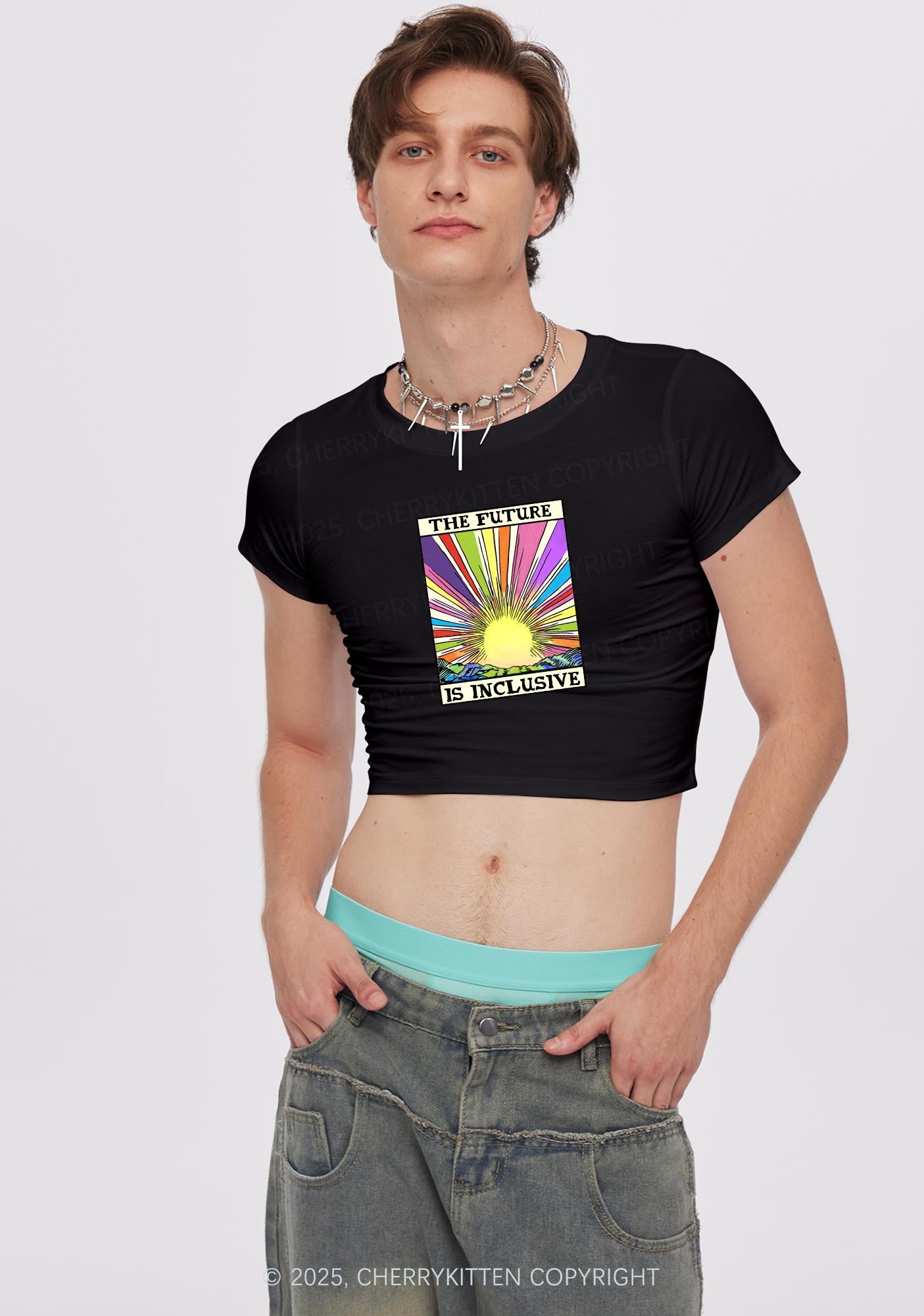 The Future Is Inclusive Pride Y2K Baby Tee Cherrykitten