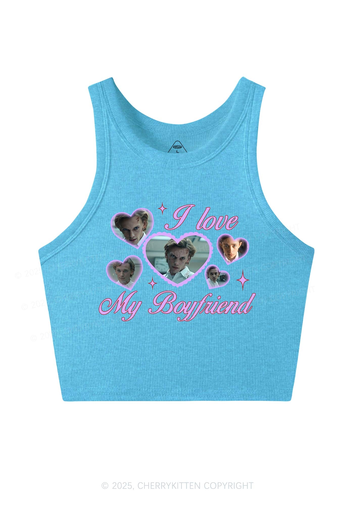 Love My Boyfriend Number One Y2K Crop Tank Top Cherrykitten