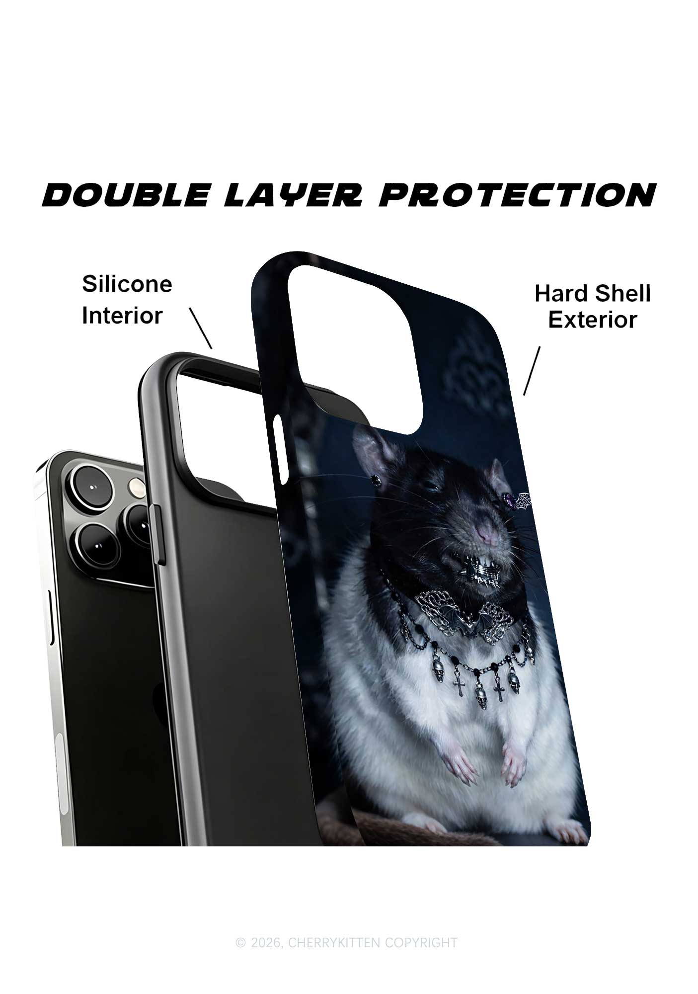 Gothic Jewelry Rat Y2K Phone Case Cherrykitten
