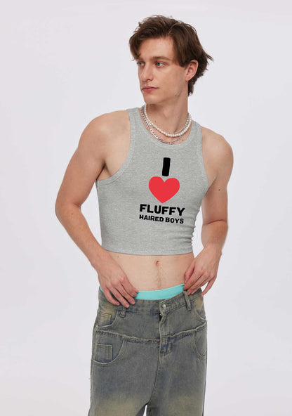 I Love Fluffy Haired Boys Y2K Crop Tank Top Cherrykitten