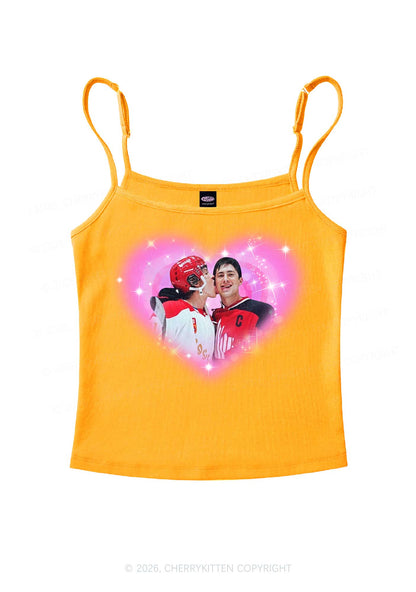 Sparkle Pink Heart Kissing Y2K Spaghetti Strap Cami Cherrykitten