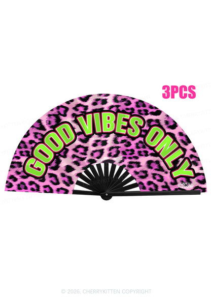 Good Vibes Only Y2K Rave Hand Fan Cherrykitten