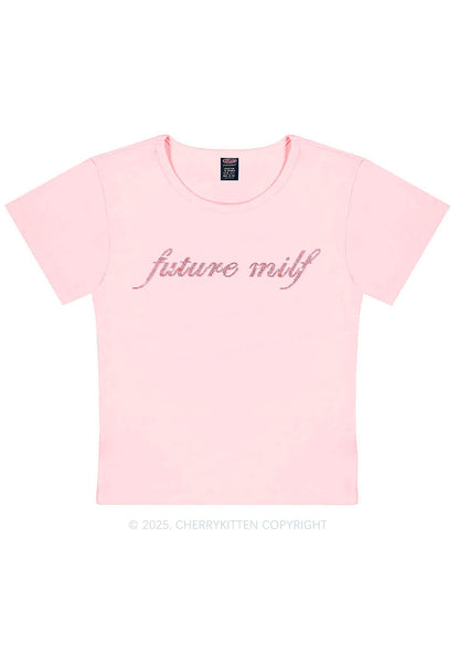 Rhinestone Pink Future Mxxf Y2K Baby Tee Cherrykitten