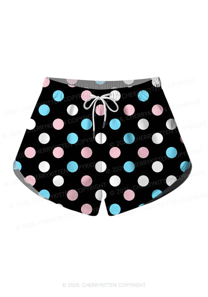 Trans Dots On Black Pride Y2K Print Men Beach Shorts Cherrykitten