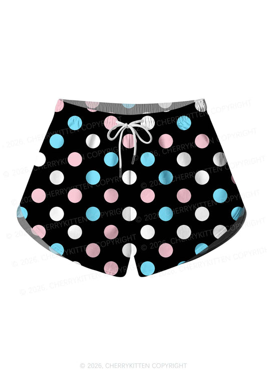 Trans Dots On Black Pride Y2K Print Men Beach Shorts Cherrykitten
