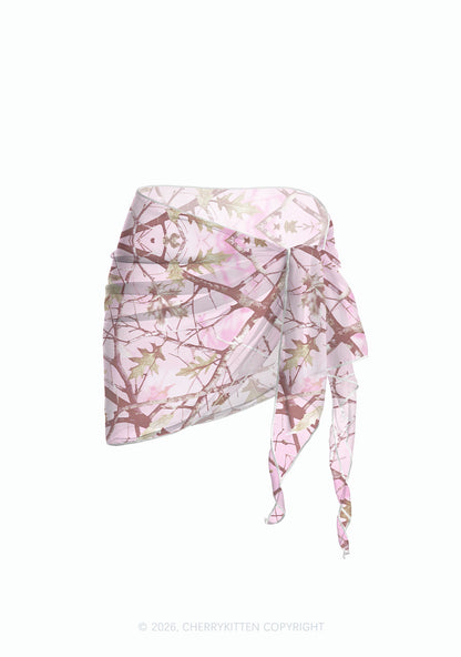 Pink Branch Camo Y2K Print Bikini Set Cherrykitten