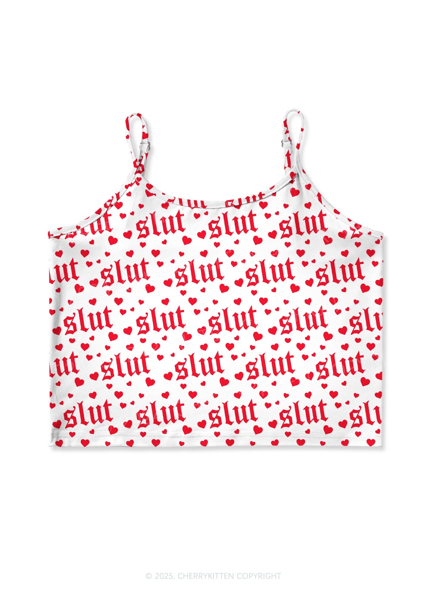 Slxt Red Heart Y2K Print Cami Crop Top Cherrykitten