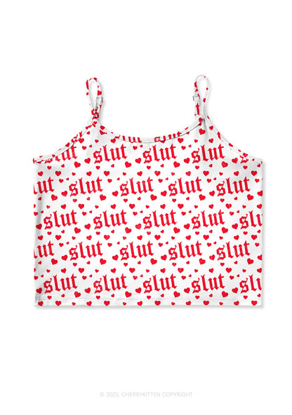 Slxt Red Heart Y2K Print Cami Crop Top Cherrykitten