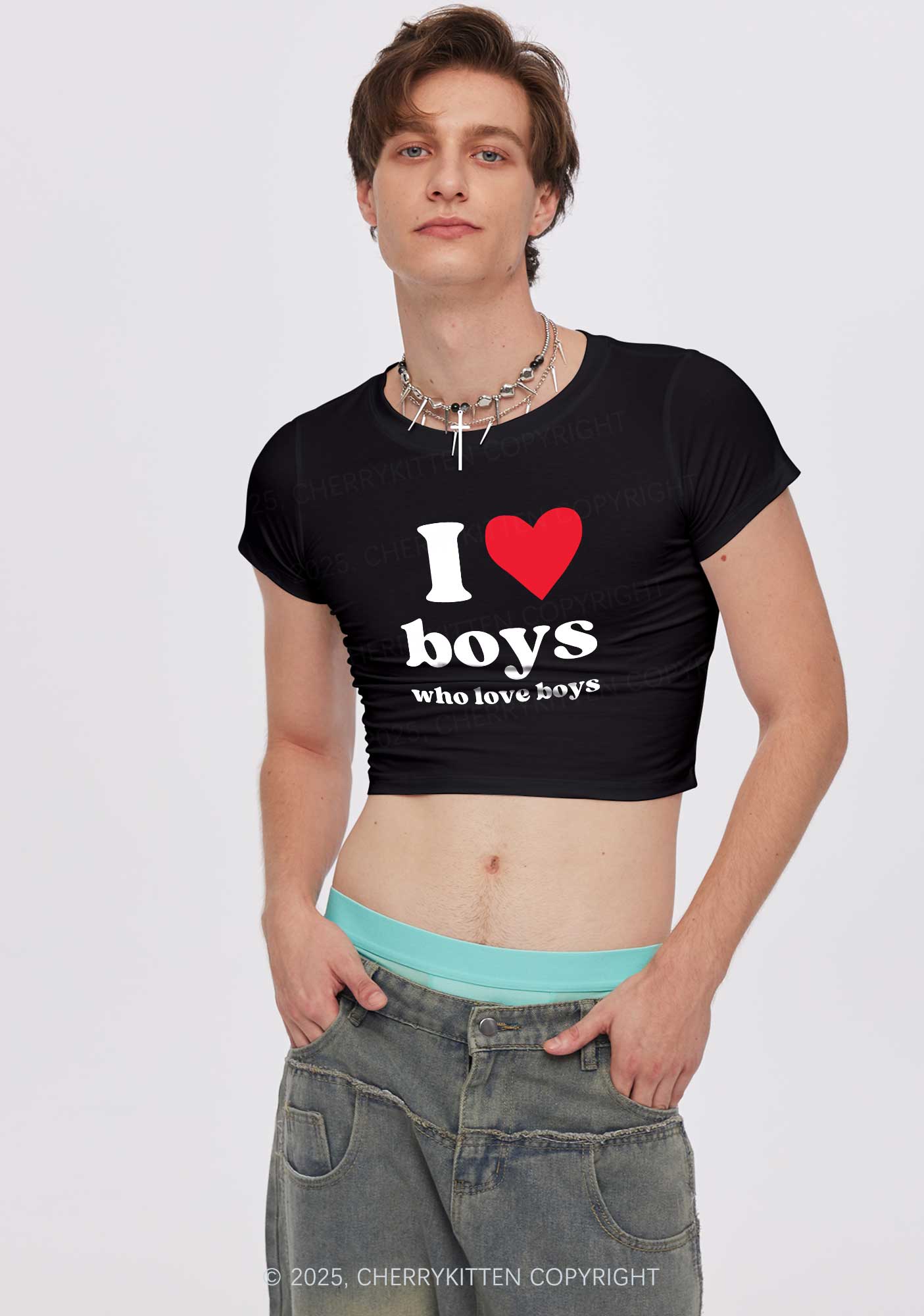 I Love Boys Pride Y2K Baby Tee Cherrykitten