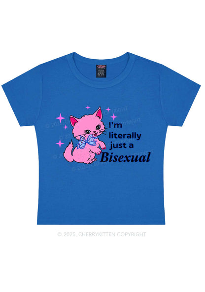 Literally Just A Bisexual Pride Y2K Baby Tee Cherrykitten