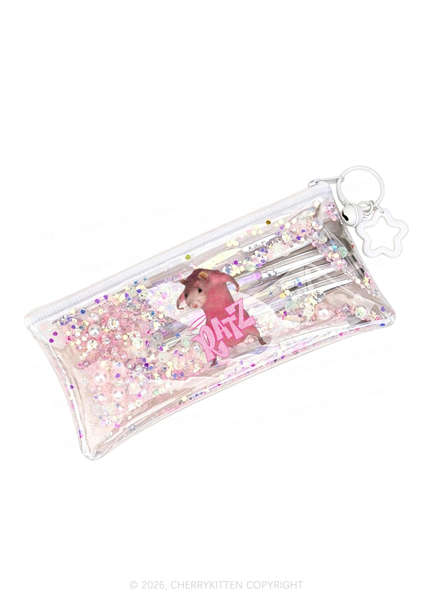 Pink Ratz Y2K Quicksand Transparent Pencil Pouch Cherrykitten
