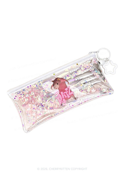 Pink Ratz Y2K Quicksand Transparent Pencil Pouch Cherrykitten