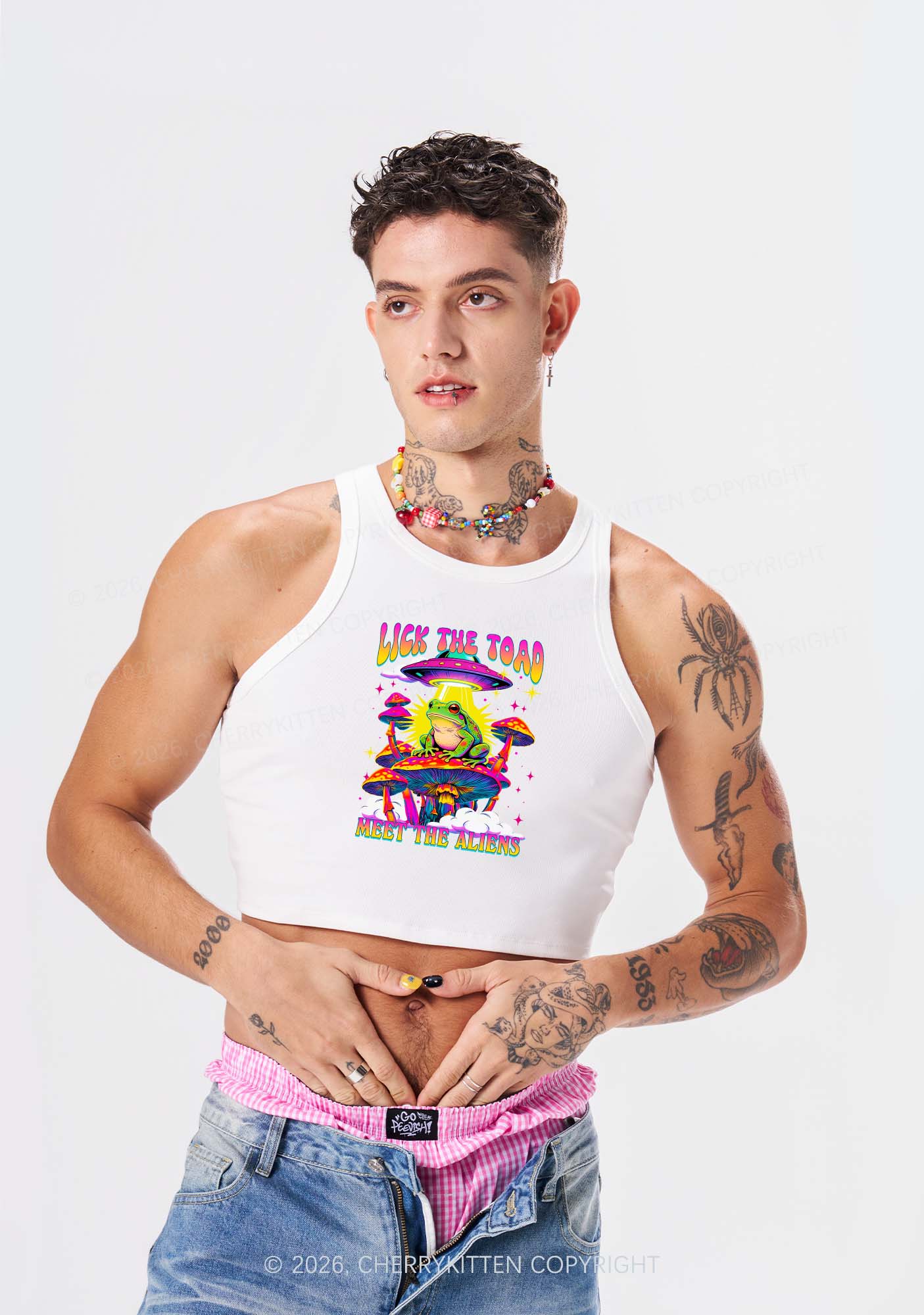 Lick The Toad Y2K Crop Tank Top Cherrykitten