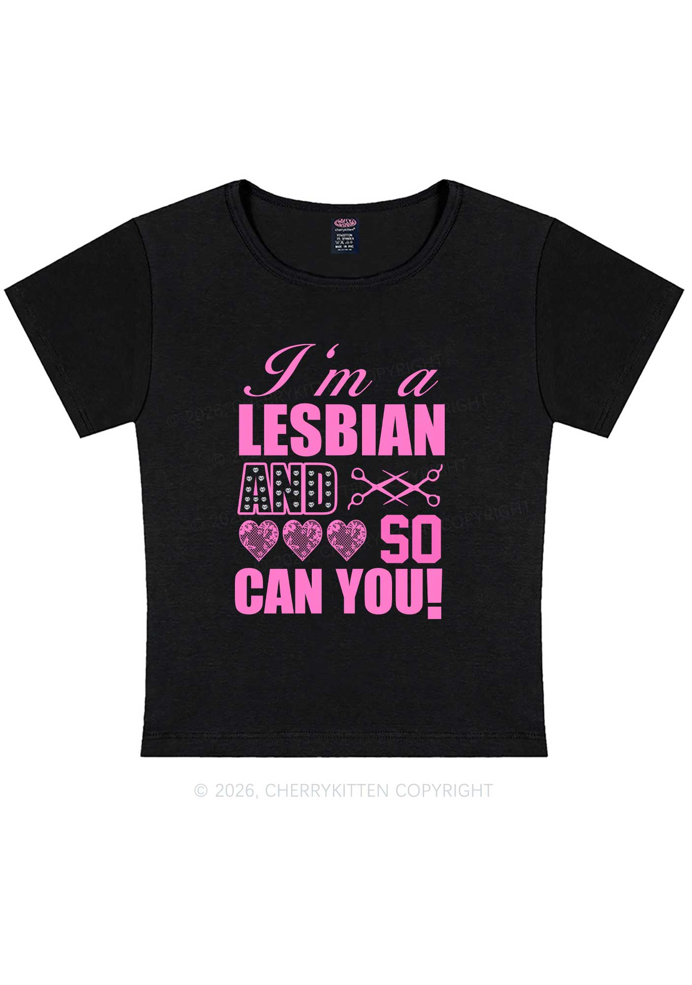 Im A Lesbian And So Can You Pride Y2K Baby Tee Cherrykitten
