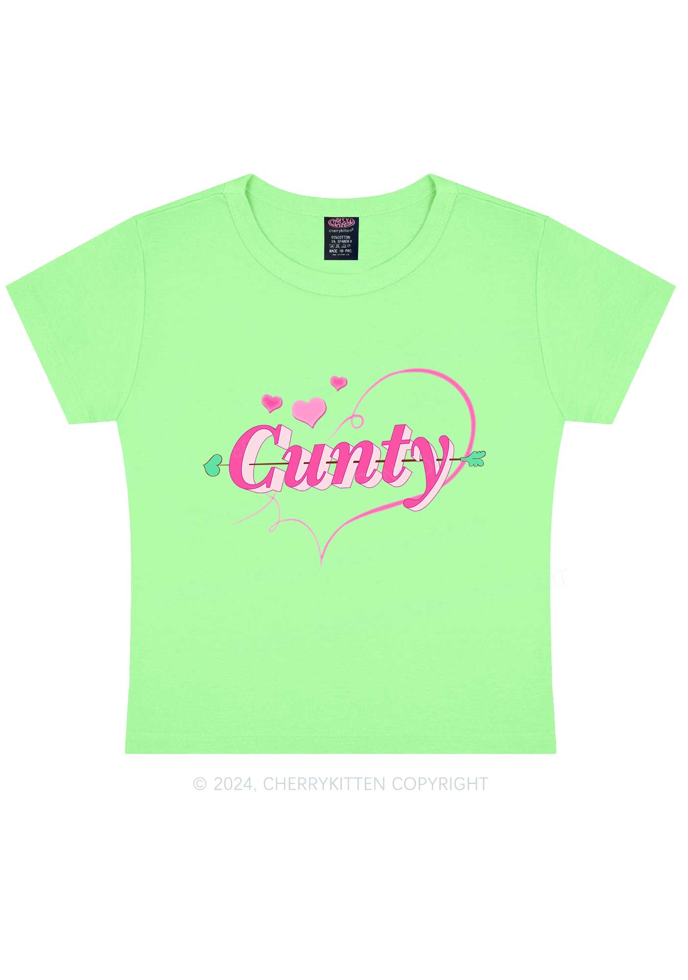 Cunty Pink Heart Y2K Valentine's Day Baby Tee Cherrykitten