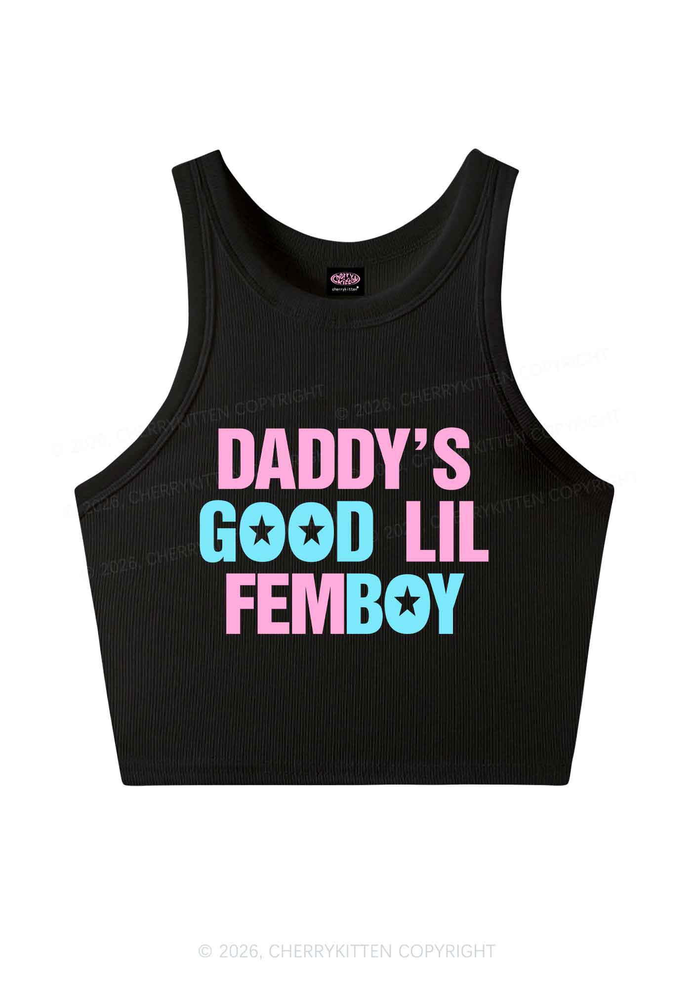 Daddys Good Lil Femboy Pride Y2K Crop Tank Top Cherrykitten