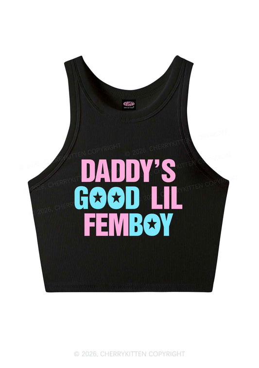 Daddys Good Lil Femboy Pride Y2K Crop Tank Top Cherrykitten