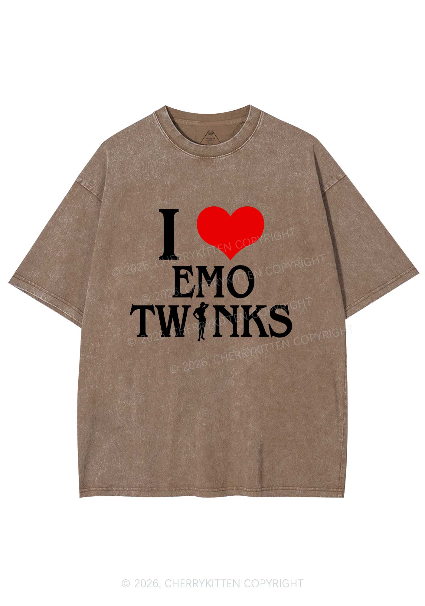 I Love Emo Twinks Pride Y2K Shirts Washed Tee Cherrykitten