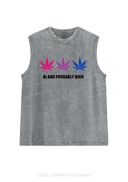 Bi Probably High Pride Y2K Washed Muscle Tank Cherrykitten
