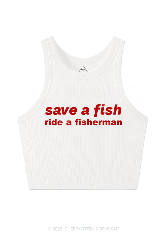 Save A Fish Y2K Crop Tank Top Cherrykitten