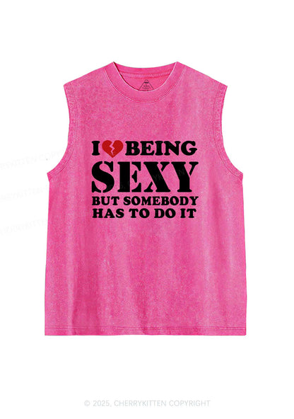Being Sexy Tough Y2K Washed Muscle Tank Cherrykitten