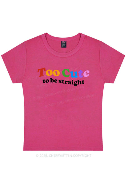 Too Cute To Be Straight Pride Y2K Baby Tee Cherrykitten