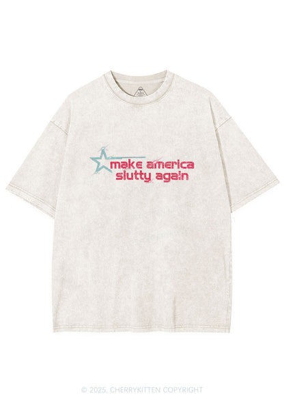 Rhinestone Make America Slxtty Again Y2K Shirts Washed Tee Cherrykitten
