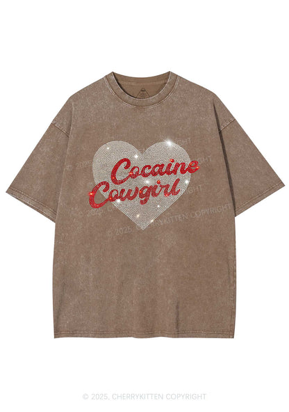 Rhinestone Cola Cowgirl Y2K Shirts Washed Tee Cherrykitten