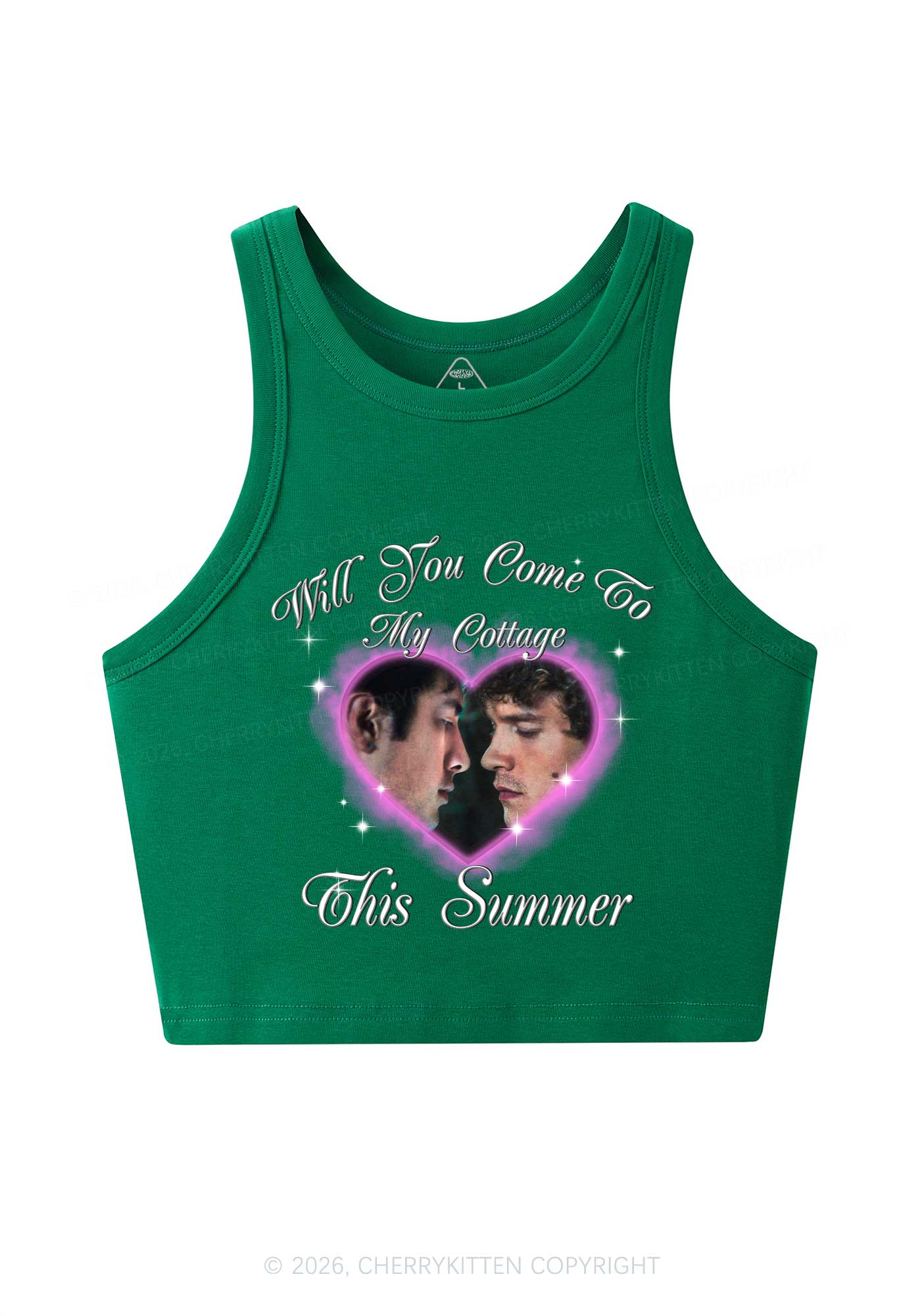 Come To My Cottage This Summer HR Y2K Crop Tank Top Cherrykitten