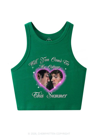 Come To My Cottage This Summer HR Y2K Crop Tank Top Cherrykitten