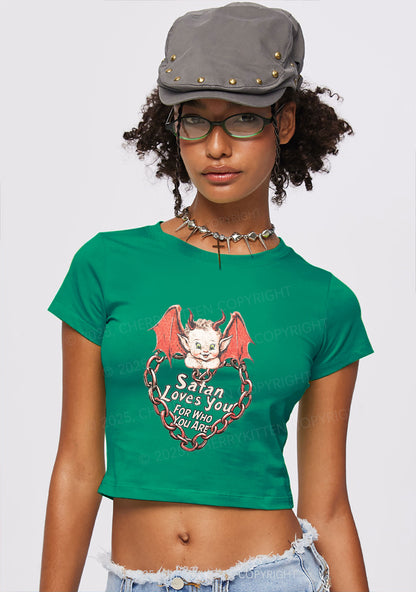 Satan Loves You Y2K Baby Tee Cherrykitten