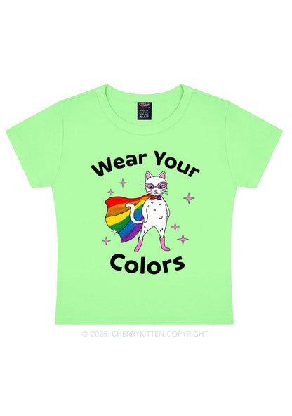 Pride Flag Cat Y2K Baby Tee Cherrykitten