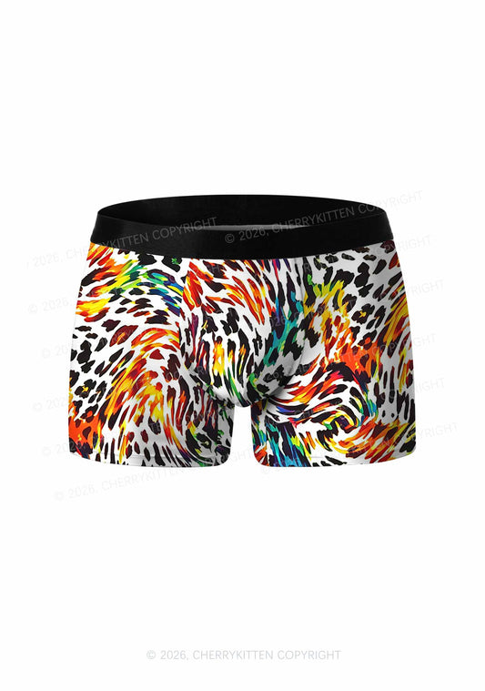 Rainbow Leopard Pride Y2K Print Men Boxer Briefs Cherrykitten