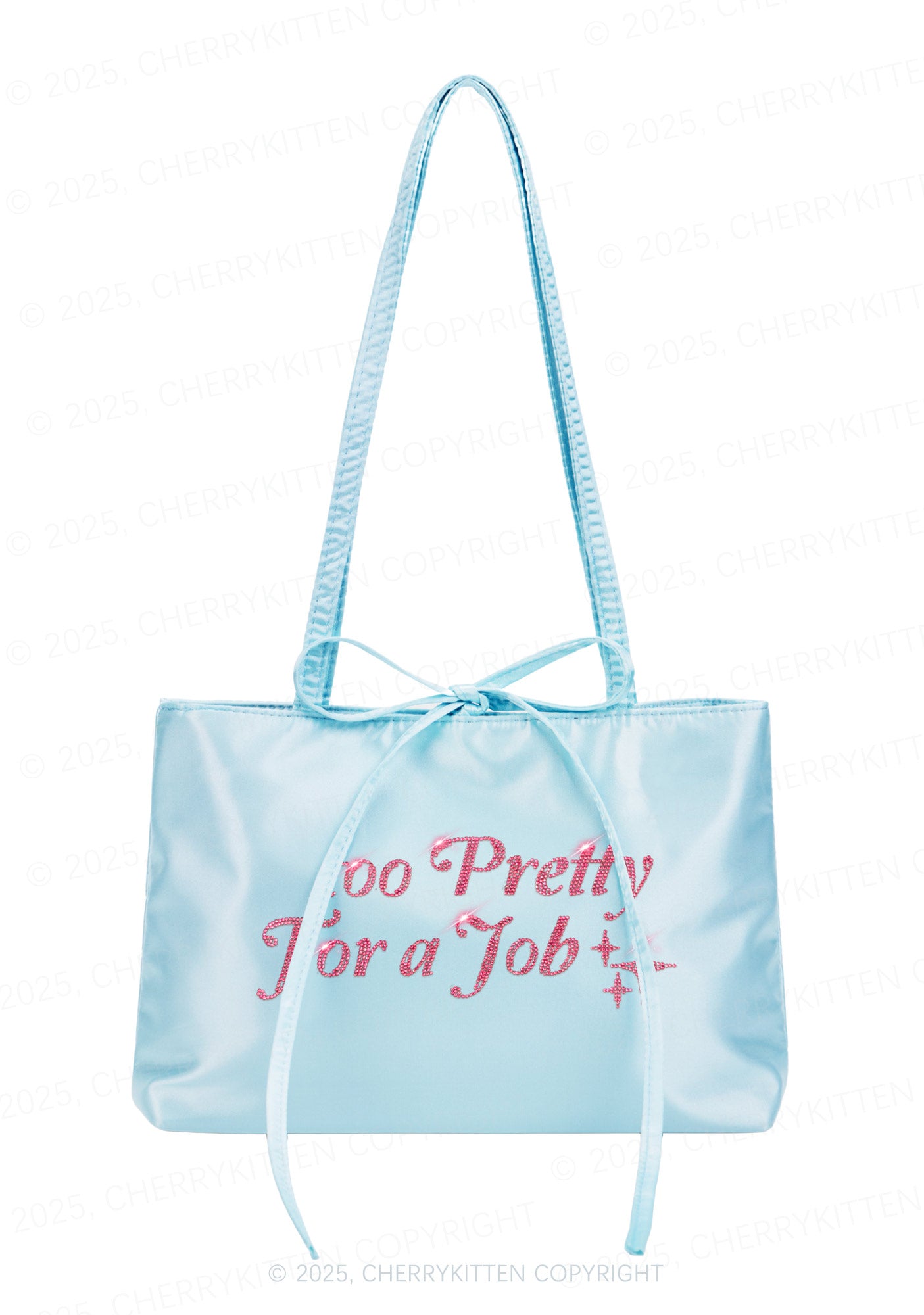 Rhinestone Too Pretty For Job Y2K Satin Bags Cherrykitten