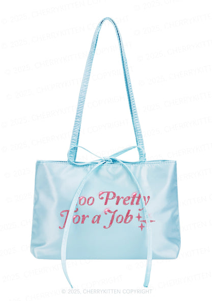 Rhinestone Too Pretty For Job Y2K Satin Bags Cherrykitten