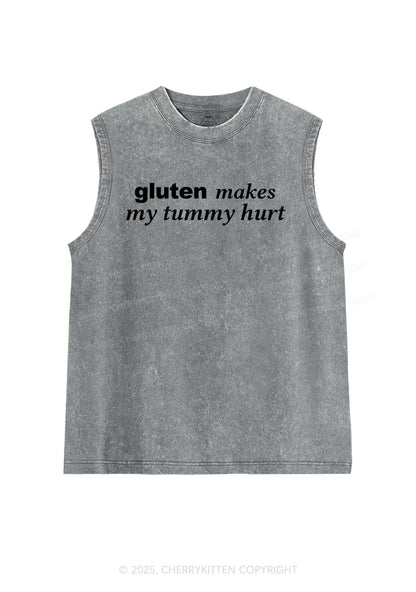 Gluten Makes Tummy Hurt Y2K Washed Muscle Tank Cherrykitten