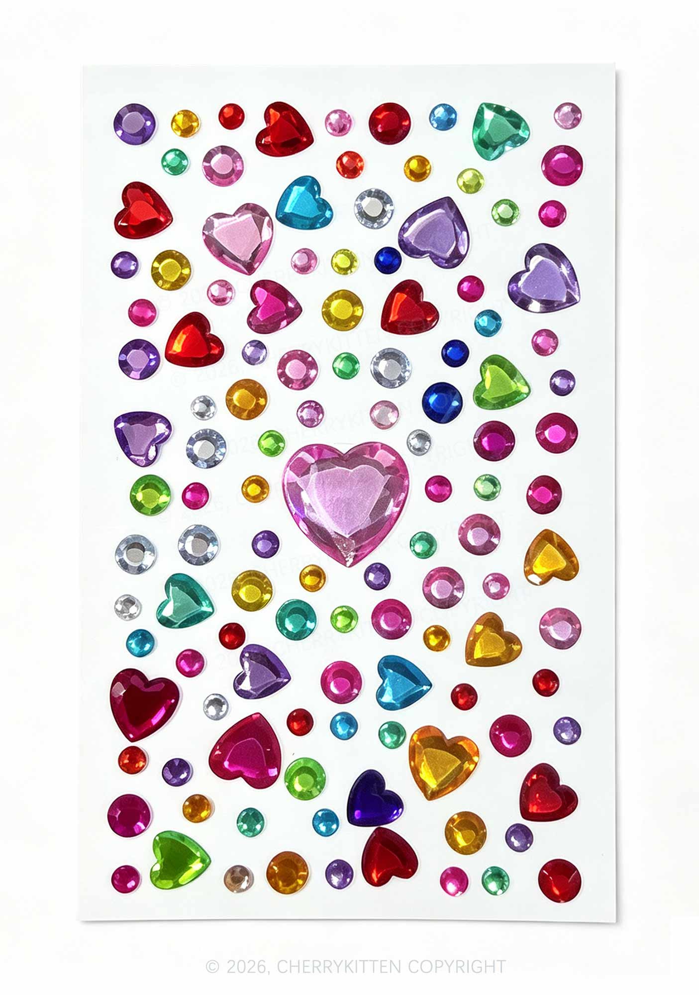 1pc Multicolor Rhinestone Y2K Face Sticker Cherrykitten