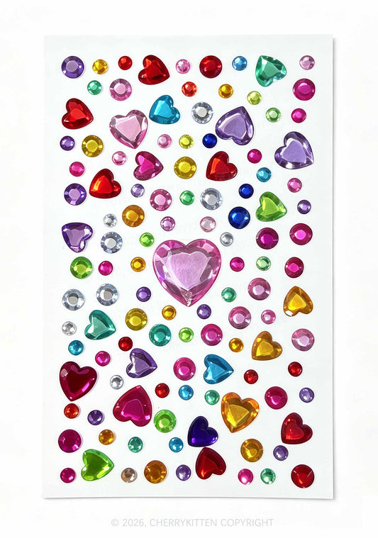 1pc Multicolor Rhinestone Y2K Face Sticker Cherrykitten