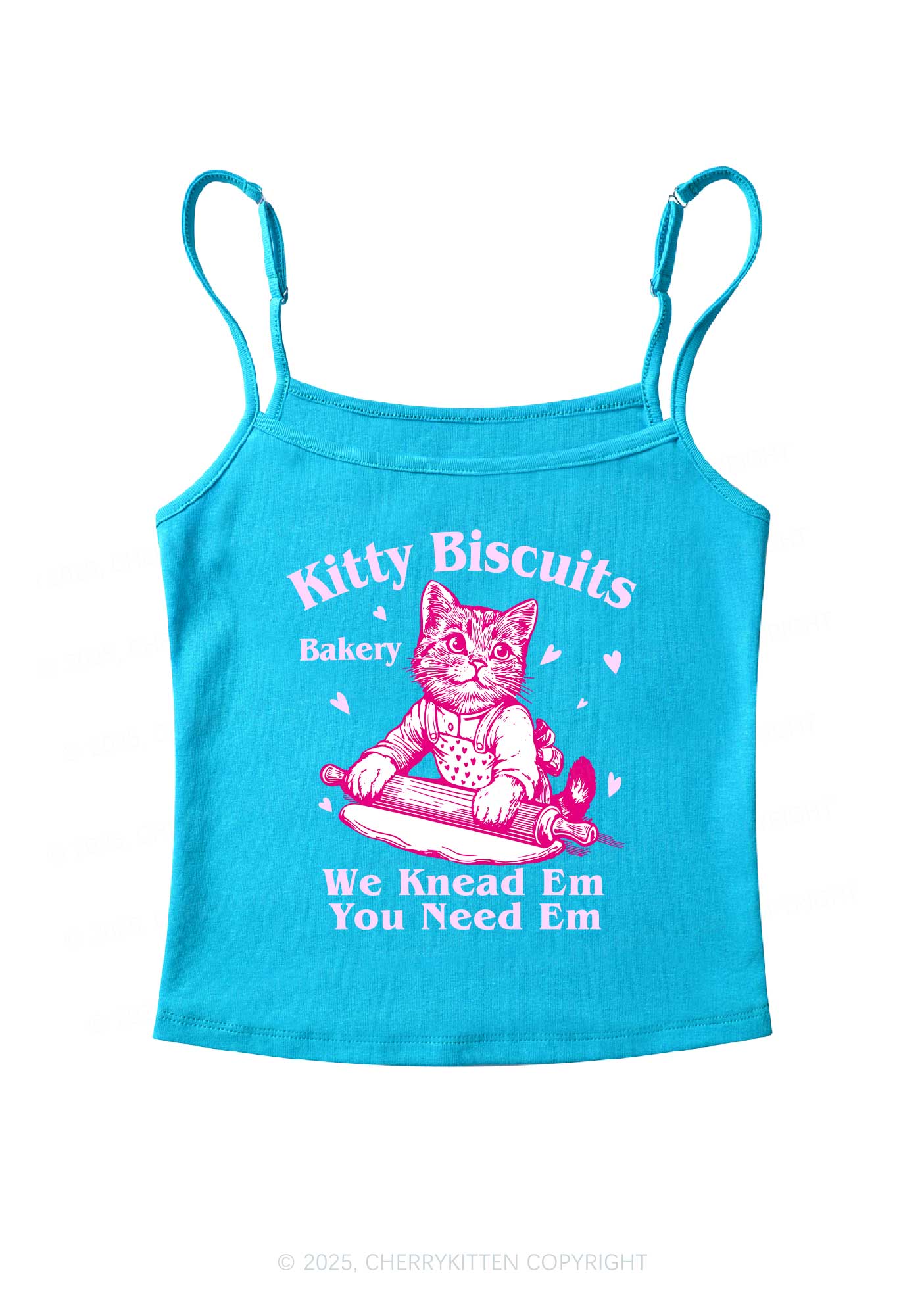 Kitten Biscuits Bakery Valentine's Day Y2K Spaghetti Strap Cami Cherrykitten