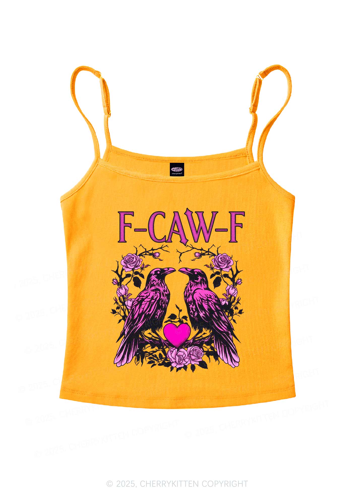 F CAW F Pink Ravens Valentine's Day Y2K Spaghetti Strap Cami Cherrykitten