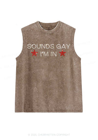 Rhinestone Sounds Gay Pride Y2K Washed Muscle Tank Cherrykitten
