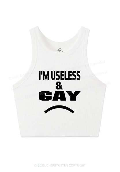 Useless Gay Pride Y2K Crop Tank Top Cherrykitten