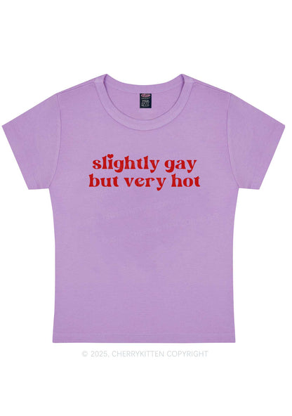 Slightly Gay But Very Hot Pride Y2K Baby Tee Cherrykitten