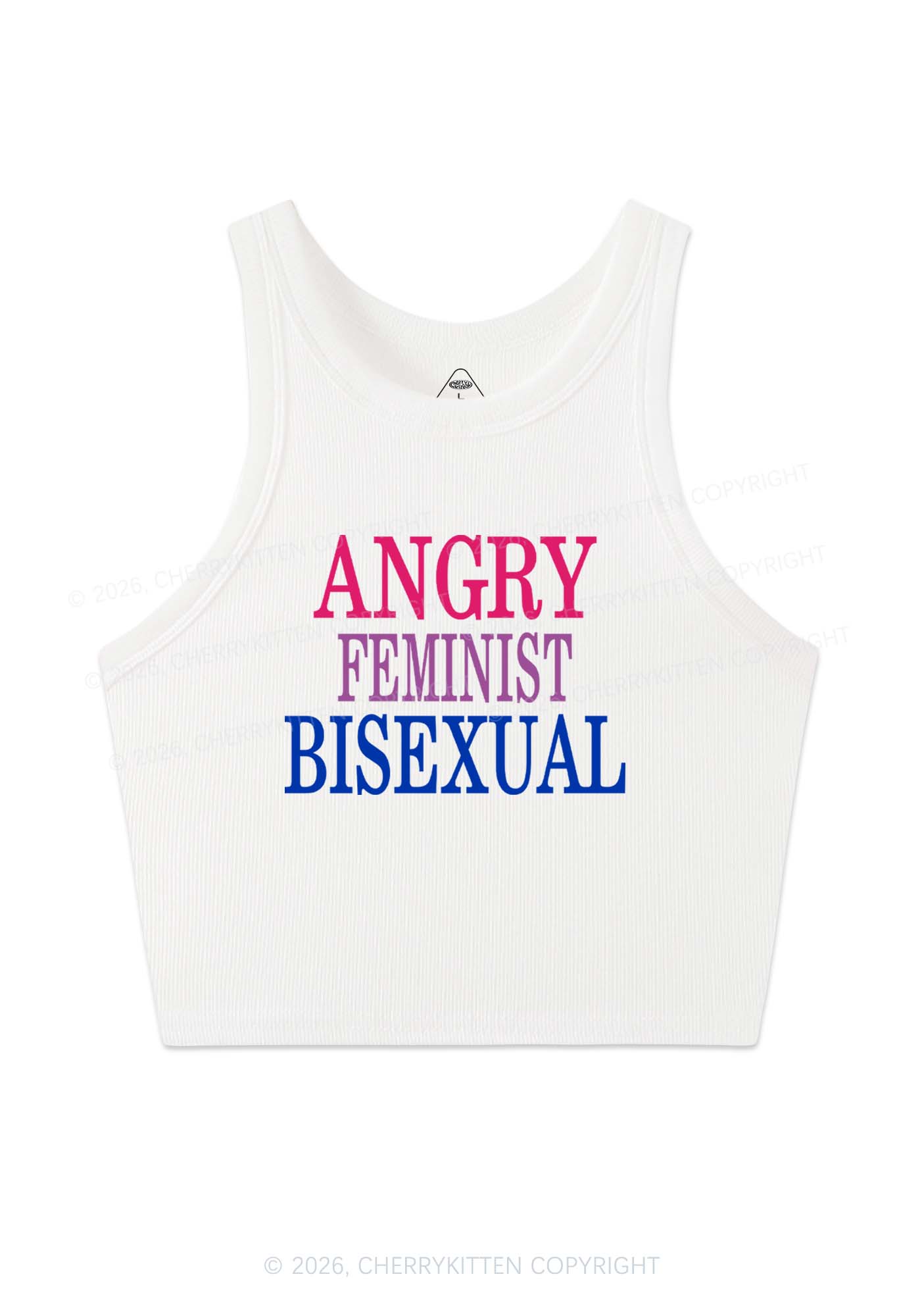 Angry Feminist Bisexual Pride Y2K Crop Tank Top Cherrykitten