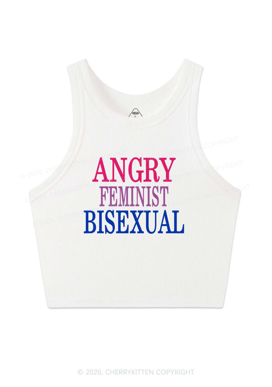 Angry Feminist Bisexual Pride Y2K Crop Tank Top Cherrykitten