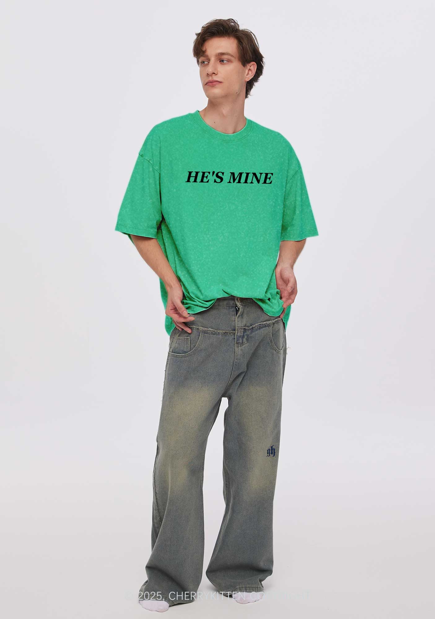 Hes Mine Im His Y2K Valentine's Day Washed Tee Cherrykitten