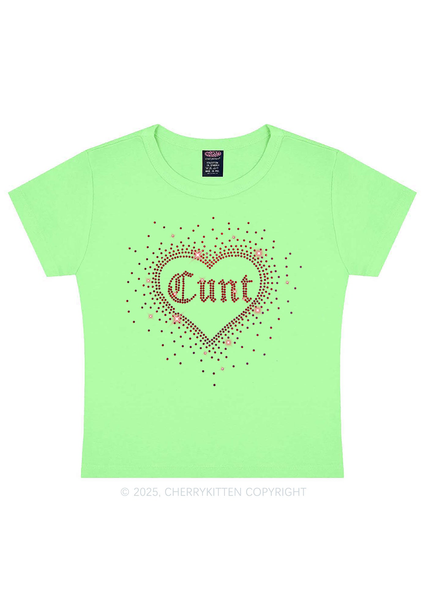 Rhinestone Love Cxxt Y2K Baby Tee Cherrykitten